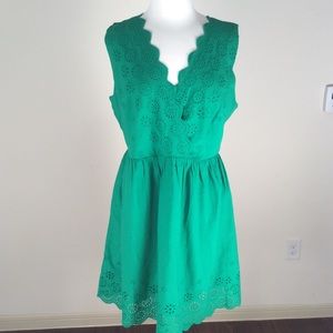 J Crew Green Eyelet Dress 14